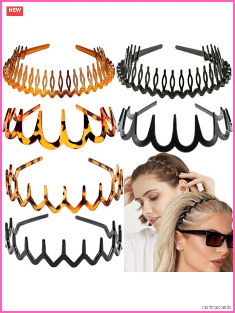 6 PCS Zig Zag Headbands Plastic Wavy Hair Comb with Teeth Non Slip Hoop